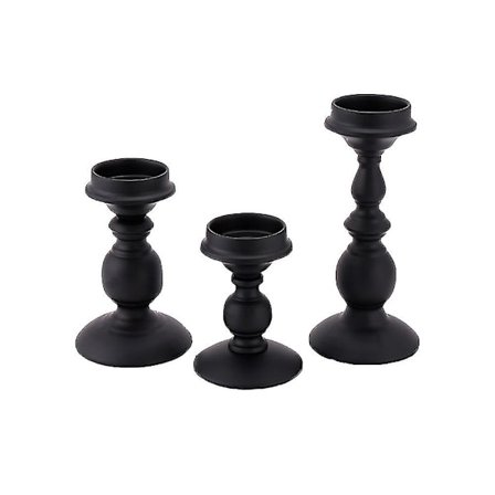 Annen dekorasjon for julelysestake 3 deler, svart retro metalllysestake for bord, dekorasjon, bryllup