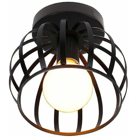 Vintage teollinen design kattovalaisin häkkimuoto 20cm musta, rautametalli kattovalaisin valaisin olohuoneeseen makuuhuoneeseen ruokasaliin (ilman LED