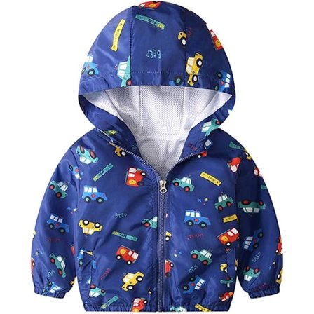 Barne Vindjakke Gutt Casual Jakke Vår og Høst Tynn Kåpe Tegneserie Print Glidelås 1-7 År