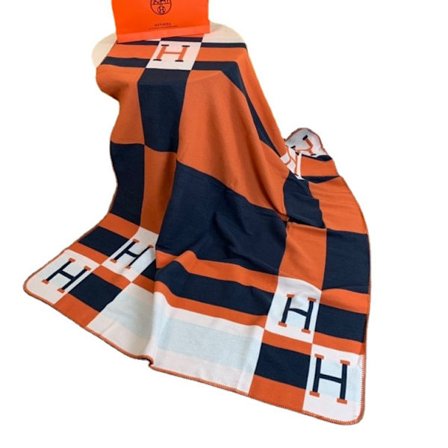 1 stk. H-bogstav farveblok ternet tæppe aircondition sjal varmt og fortykket