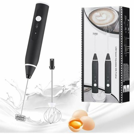 Elektrisk mælkeskummer USB genopladelig rustfrit stål - 2 i 1 - Til kaffe, latte og CAPpuccino, æg