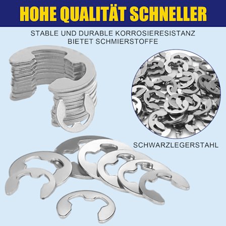 Profesjonelt metrisk E-Clip sortiment, eksternt låseringssett for industrielle behov, forbedret strekkfasthet for holdbarhet (120 stk)