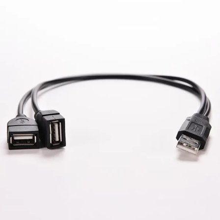 USB 2.0 A han til 2 dobbelte USB hun Jack Y Splitter Hub Power C Sort 1. stk