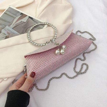 Clutch Taske Kæde Metal Ring Taske PINK