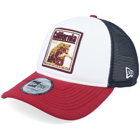 New Era - Vit trucker Keps - California Graphic Patch White/Black/Cherry A-Frame Trucker @ Hatstore