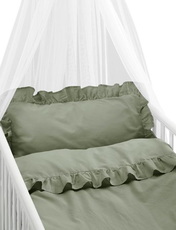 Borganäs of Sweden 2-Dels Set Volang Vit Spjälsäng - Green - 1ST 100X130CM