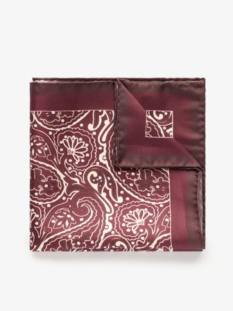 John Henric Men's Bordeauxrotes Paisley Einstecktuch Size Onesize