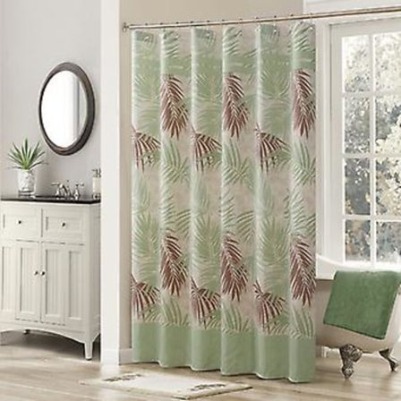 Kangas Kukallinen Suihkuverho, Pitkä Sininen Ja Valkoinen Suihkuverho, Teal Ja Ruskea Kasvi Suihkuverhot Kylpyhuoneeseen - 72" L X 72" K