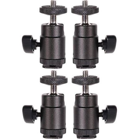 Mini pallojalka kuumakenkäkiinnityksellä ja 1/4 tuuman sovitinruuvilla järjestelmäkameralle, monitorille, videokameralle, salamalle, jalustalle, 