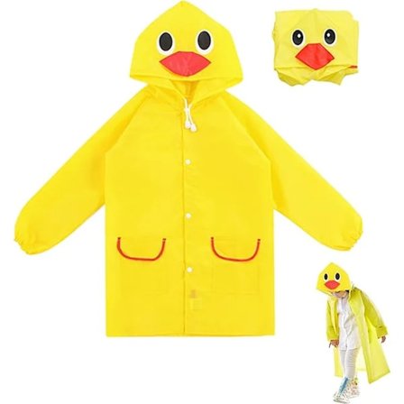 Sød Børne Regnfrakke, Let Regnfrakke til Børn, Genanvendelige Pige Regnfrakker, Gule Ælling Regnfrakker til Børn, Regnponcho Børn