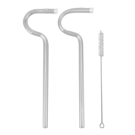 Fløjteformede transparente drikkeglas af højt borosilikatglas med rengøringsbørste