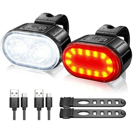 Pyörävalosarja, Tehokas LED-pyörävalokitti USB-ladattava, 4/6 Tilaa Etu- ja Takavalot IPX5 Vedenkestävä Yöturvallisuuslamppu Pyöräilyyn