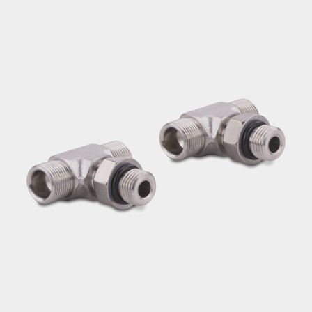 Dometic Horisontell T-nippel 2x9/16-24 -5ORB (2st) för Cylindrar i Rostfritt Stål för Hydraulisk Styrning
