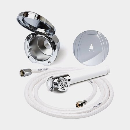 Dusch båt / infälld dusch CAN-SB lyx, med slang 3 meter, lock i plast, kromfärgad