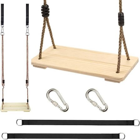 Puinen keinu, aikuisten/lasten puutarhakeinu, ulkopeleihin korkeussäädettävällä köydellä, 100 kg