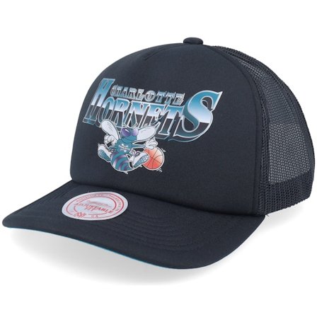 Mitchell & Ness - Negro trucker Gorra - Charlotte Hornets Rock On Black Trucker @ Hatstore