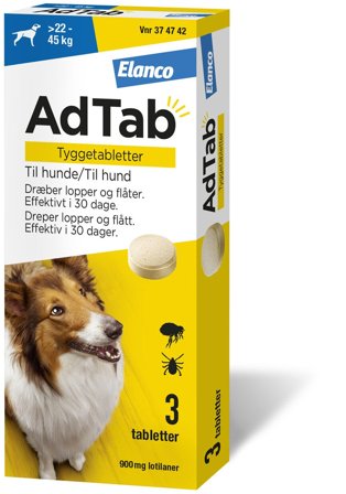 AdTab 900 mg tyggetabletter til hund (>22-45 kg) 3 stk