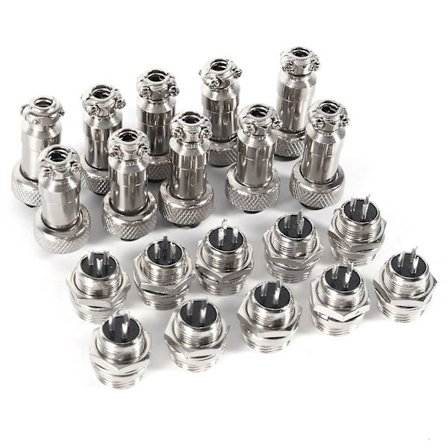 GX12 3-polet 12mm Aviation Stikkontakt Sæt Han Hun Metal