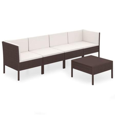 Vidaxl Loungegrupp För Trädgården Med Dynor 5 Delar Konstrotting Brun
