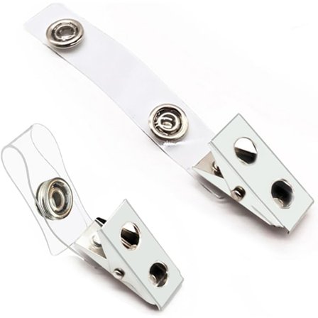 50 stk. Premium Metal Badge Clips med Klar PVC-Remme til ID-kort, Badgeholdere, Navneskilte, Arbejdsbadges