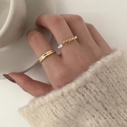 Gullkjede og perlering, enkel kjederings - Gave til kvinner