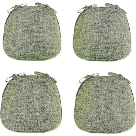 Stolsdynor för Matsal, Set om 4 - Halkfria U-formade Sittdynor med Band, Tvättbara - Grön Banmo