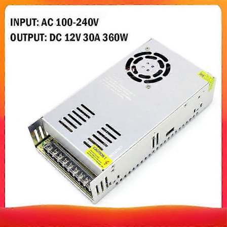 360W AC til DC 12V 30A Spændingsregulator Transformer med Strømforsyningsadapter til Strip Lights Kameraer Computere og Radioprojekter
