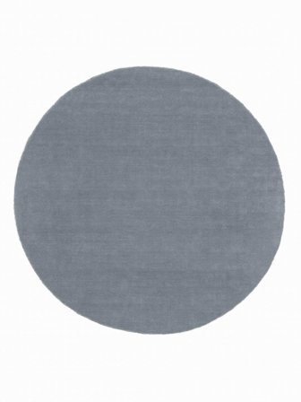 Tapis De Laine Uni Handloom Premium Bleu Rond Oeko-Tex