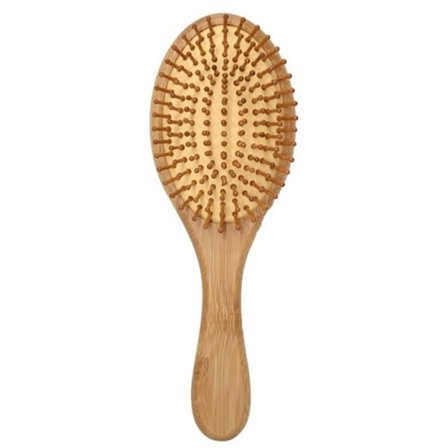 1-pak - Bambus Paddlebørste - Naturlige bambushår - Velegnet til alle hårtyper (Rundt hoved)