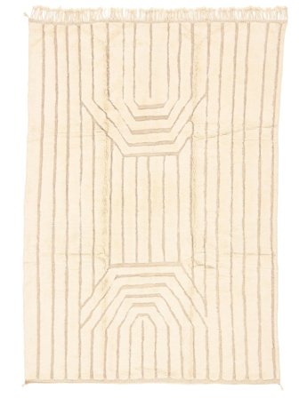 Hand Knotted Berber Moroccan - Beni Ourain 262X356 Wool Rug Beige/Orange Large