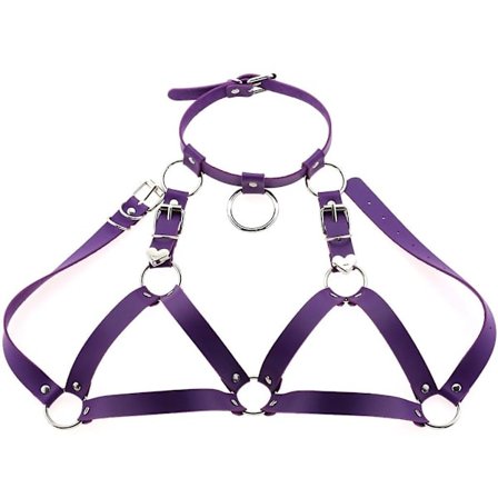 Punk Cupless BH-sele BH-topp Bröstfäste BH-kedja Läder BH-sele