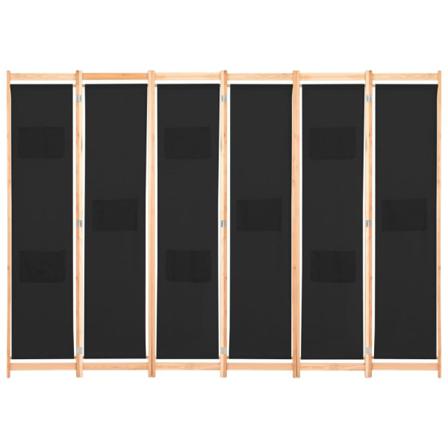 Vidaxl Rumsavdelare 6 Paneler 240x170x4 Cm Svart Tyg Svart