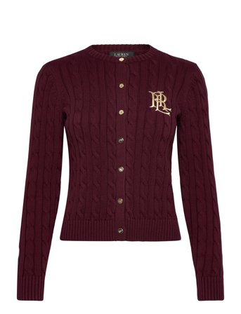 Lauren Ralph Lauren Cable-Knit Cotton Cardigan - Burgundy - M