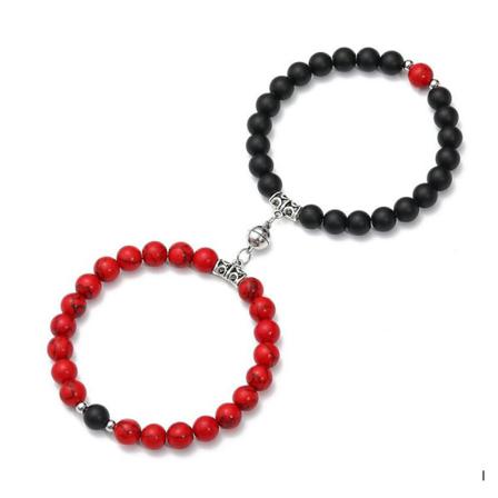 2st Matchande Ömsesidiga Attraktionsarmband Red Black