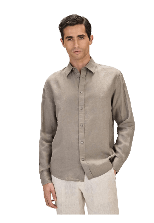 John Henric Casual Linen Shirt Solid Pointed Collar Linneskjortor Herr Grön XXL