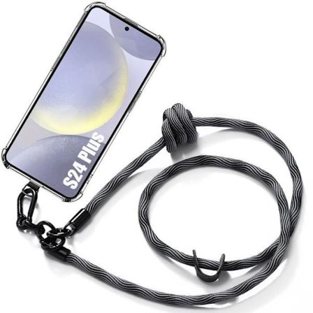 Beskyttelsesskal - BOOLING - til Samsung Galaxy S24 Plus - Transparent - Stødabsorberende - Aftagelig snor 120cm