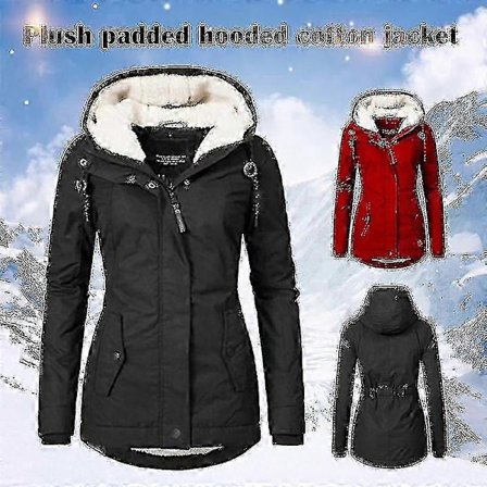 Vandtæt Varm Vinterfrakke med Hætte - Fleeceforet Bomuld til Kvinder