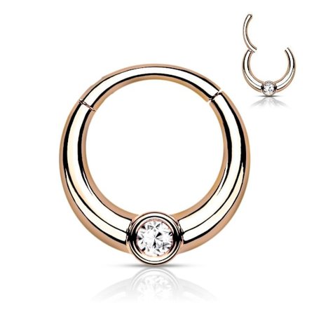 8 mm Segmentring i IP 316L kirurgisk stål med hvid CZ