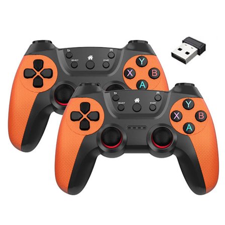 Orange BLUEKAKA Sett med 2 trådløse PC-kontrollere, håndholdt joystick for TV, datamaskin, Android, fjernkontroll med ekstra adapter