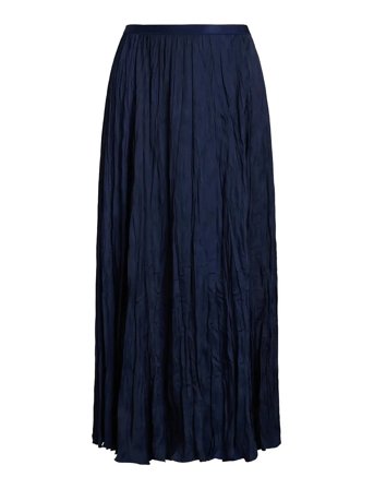 Crinkled Satin A-Line Skirt Blue Polo Ralph Lauren