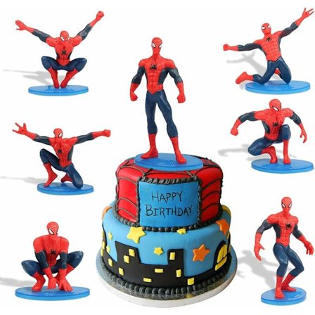 Spiderman Cake Topper Triumph 7pc Mini Figur Cake Topper Set Spiderman Birthday Cake Topper Figur Cake Topper för Spiderman Party Cake Decorating
