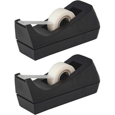 Skrivebords tape dispenser - skridsikker base - vægtet tape rulle dispenser til kontor hjem skole (tape ikke inkluderet) - (2-pak)