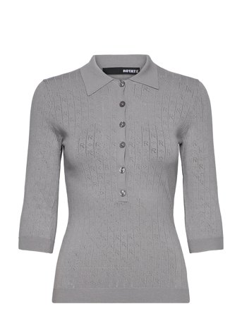Pointelle Polo Shirt Designers T-shirts & Tops Polos Grey ROTATE Birger Christensen