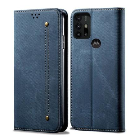 Jeans Motorola Moto G30 Flip Etui - Blå Blue