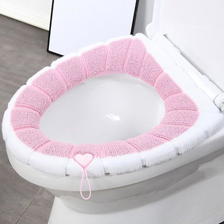 1 stk. Pink Hearts Toilet Sæde Pude Toilet Sæde Pude Klud Toilet Betræk Varmt Toilet Måtte Betræk Stræk Vaskbar Beskyttende Betræk til Universal Toile