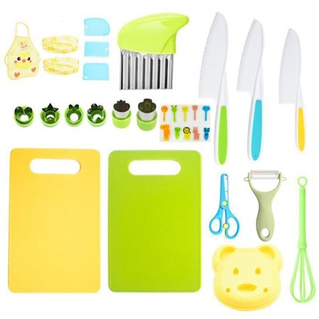 Barnekjøkkenkniver Kjøkkensett Kjøkkenutstyr for barn Flerfarget
