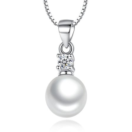 Imitation pearl necklace - Silver color