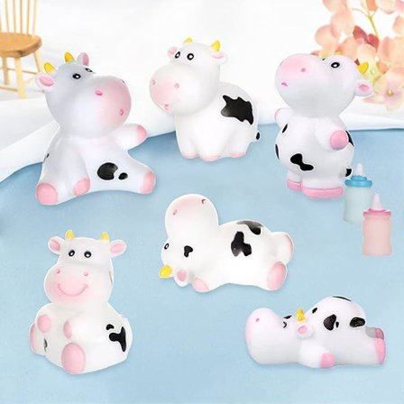 8 stk. Mikrolandskabsdekorationer Miniature Ko Figurer Harpiks Have Statuer Mini Tilbehør Ornamenter til Hjem Køkken Kage Toppers