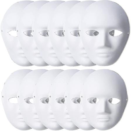 Halloween Maskeradeskremmende Malbar Maske DIY Halloweenfest Kostymemaske (papir, Hvit, 12 stk)