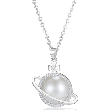 Saturn Planet Spinner Halskjede For Yetsye Jenter Kvinner, 3d Kule Naturlige Edelstener Spinner